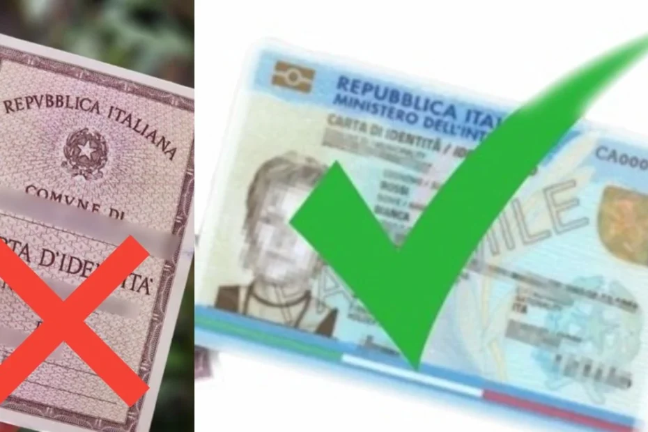 Vechea carte de identitate italiană pe hârtie și noua carte electronică de identitate