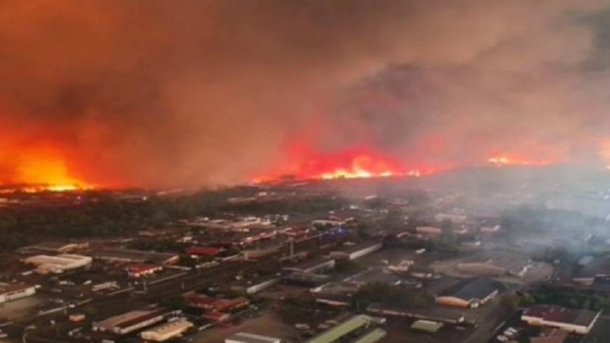 Incendiu apocaliptic în Europa. În imagine, incendiul se apropie de zone locuite